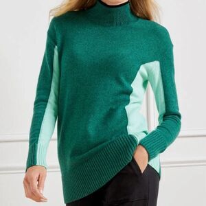 Talbots Green & Mint Colorblock Turtleneck Sweater
